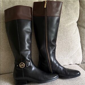 Michael Kors Black and Brown Leather Boots